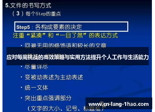 应对每周挑战的高效策略与实用方法提升个人工作与生活能力